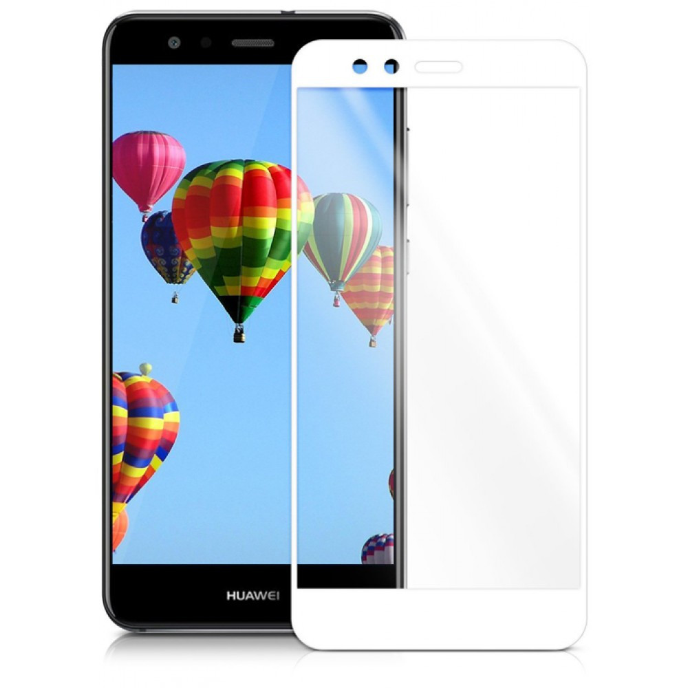 Защитное стекло для Huawei P10 Lite с полной проклейкой (Full Screen), белое - фото 1 - id-p226009026