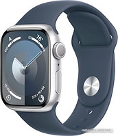 Умные часы Apple Watch Series 9 41 мм (алюминиевый корпус, серебристый/грозовой синий, спортивный силиконовый