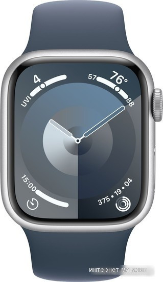 Умные часы Apple Watch Series 9 41 мм (алюминиевый корпус, серебристый/грозовой синий, спортивный силиконовый - фото 2 - id-p226009133