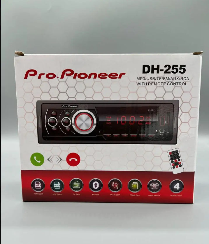 Автомагнитола Pro.Pioneer DH-255 (Bluetooth, USB, micro, AUX, FM, пульт)