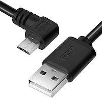 Greenconnect Кабель 0.75m USB 2.0, AM/microB 5pin угловой, черный, 28/28 AWG, экран, армированный,