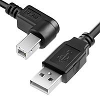 Greenconnect Кабель 1.0m USB 2.0, AM/BM угловой, черный, 28/28 AWG, экран, армированный, морозостойкий,