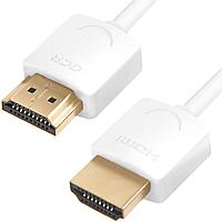 GCR Ультратонкий кабель HDMI2.0 для AppleTV, SLIM, 1.5m, белый, OD3.8mm, HDR 4:2:0, Ultra HD, 4K60Hz, 18.0
