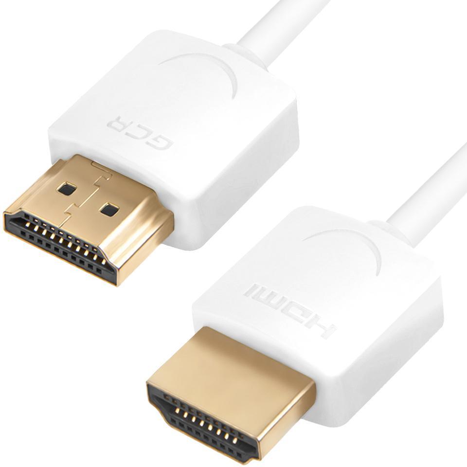 GCR Ультратонкий кабель HDMI2.0 для AppleTV, SLIM, 1.5m, белый, OD3.8mm, HDR 4:2:0, Ultra HD, 4K60Hz, 18.0 - фото 1 - id-p226010884