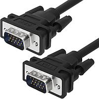 Кабель SVGA 0.5м чёрный, OD6.0mm. 15M / 15M GCR-VM2VM1-0.5m, 28/28 AWG, двойной экран Greenconnect