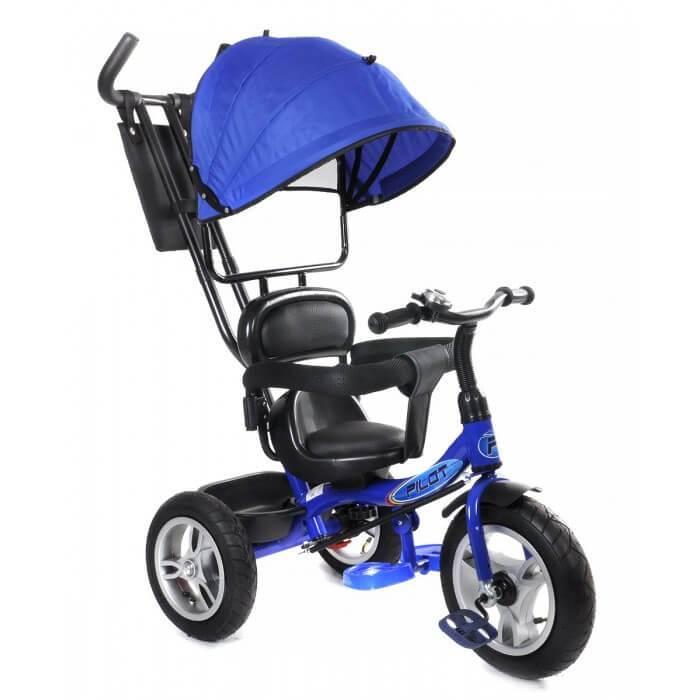 Детский трехколесный велосипед с ручкой управления Pilot синий PTA1B - фото 4 - id-p226010950