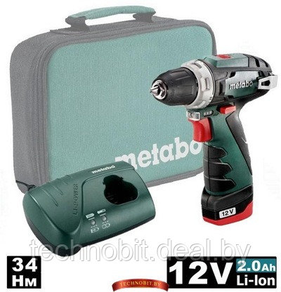 Аккумуляторная дрель-шуруповерт Metabo PowerMaxx BS (600079500) 1 акк. 12 В, 2Ah, сумка - фото 1 - id-p226010965