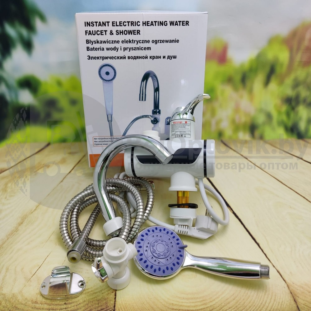Электрический водяной душ с краном, Проточный водонагреватель-душ Instant Electric Heating Water Faucet & Show - фото 7 - id-p226012265