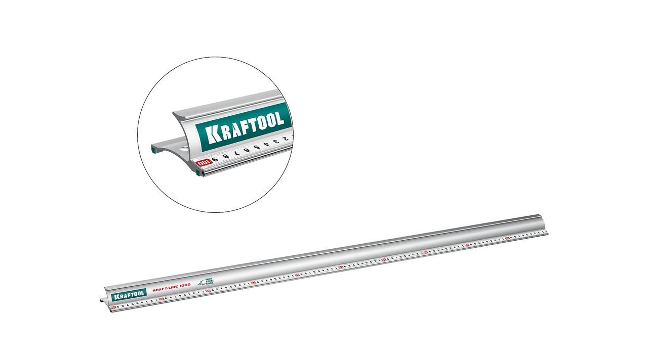 34275-100 KRAFTOOL KRAFT-LINE, 1.0 м, усиленная алюминиевая линейка со стальной направляющей - фото 1 - id-p226013534