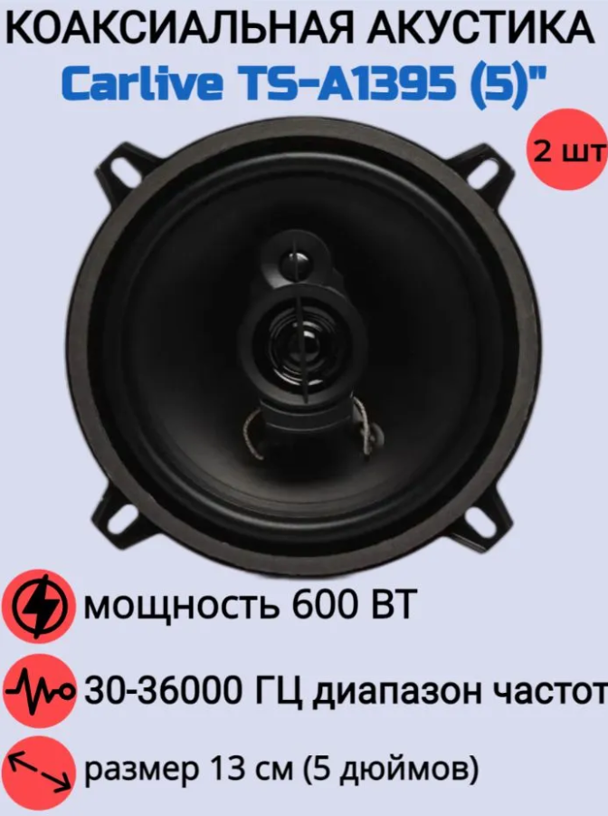 Автомобильные колонки  Carlive TS-A1395 13см, мощность 600w, решетки в комплекте (2шт)