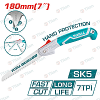 Пила садовая складная 7"/180mm, зуб 7TPI, сталь SK5 TOTAL THFSW1806