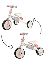 Детский беговел-велосипед Bubago Flint BG-F-109-4 (белый/розовый) рансформер, складной