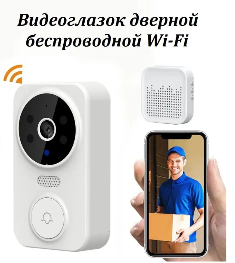 Умный беспроводной видеоглазок Mini Smart DOORBELL Wi-Fi управление (датчик движения, ночное видео, управление