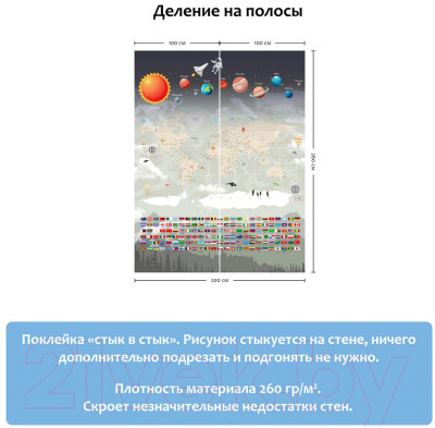 Фотообои листовые Citydecor Карта мира флаги и планеты 2 - фото 5 - id-p226056594