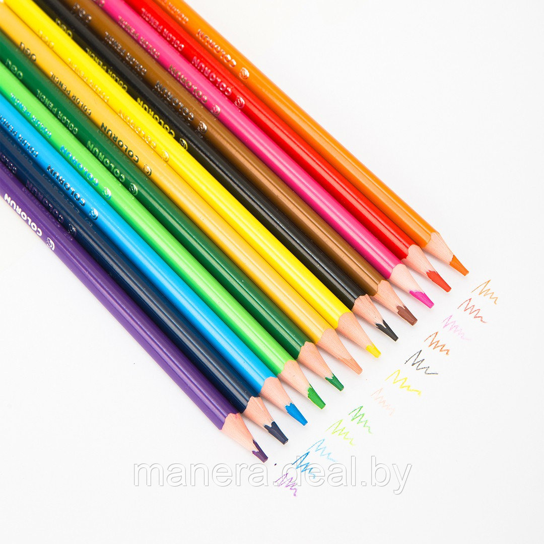 Цветные карандаши Deli 12 шт. трехгранные пластиковые - фото 2 - id-p77505321