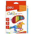 Цветные карандаши Deli 18 шт. трехгранные пластиковые