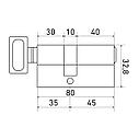 Цилиндровый механизм Стандарт MAX 80 (45х35В) SN 5кл перф.ключ/верт, фото 2