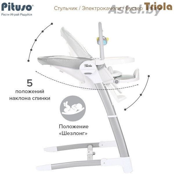 Стульчик для кормления Pituso Triola SG116 (темно-серый) ECO-кожа (Питусо) - фото 3 - id-p203084133