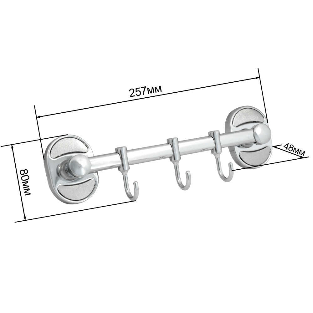 Настенный кронштейн для одежды Solinne Modern 16213, хром (3 крючка) - фото 4 - id-p182746900