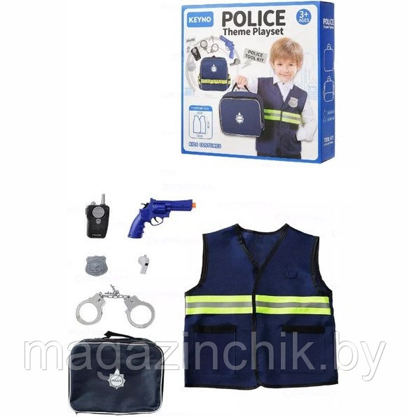 Детский игровой набор Полицейский + сумка, рация, наручники, KN 631 - фото 1 - id-p96183698