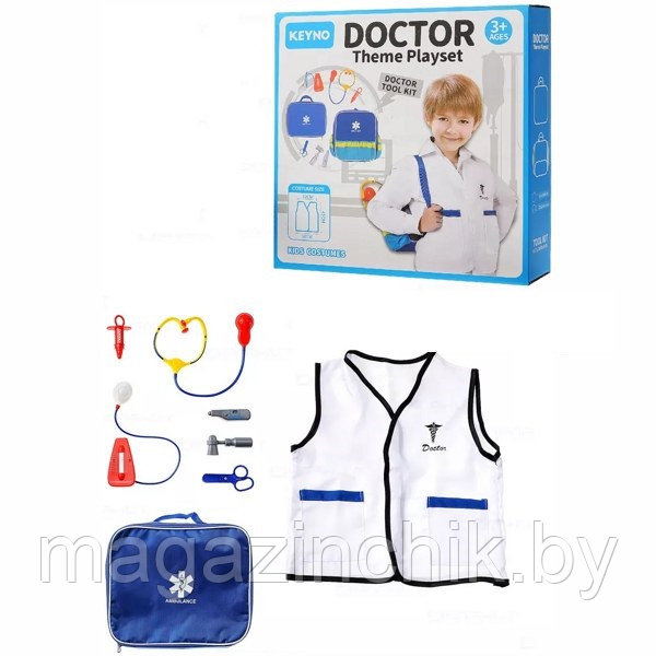 Игровой набор Доктор с халатом, набор доктора, сумка, KN 636 - фото 1 - id-p226061418