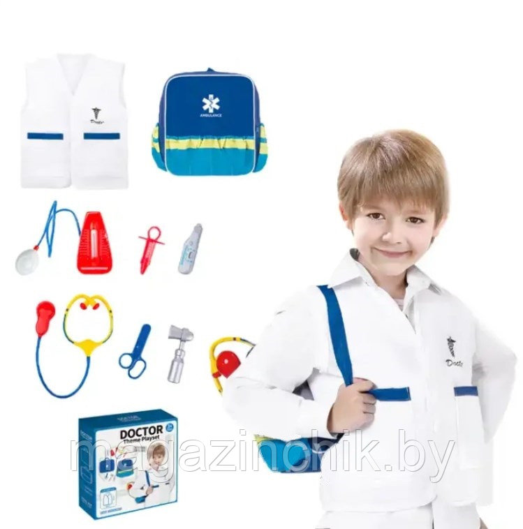 Игровой набор Доктор с халатом, набор доктора, сумка, KN 636 - фото 2 - id-p226061418