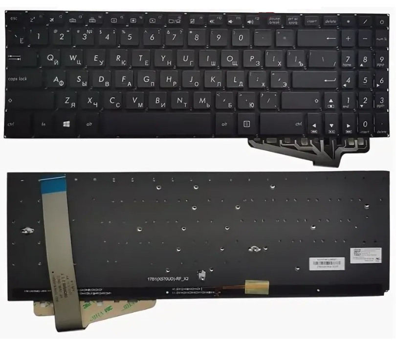 Клавиатура для ноутбука Asus X570Z, FX570ZD, FX570U, FX570UD, FX570D, FX570DD черная, с подсветкой, буквы - фото 1 - id-p225924411