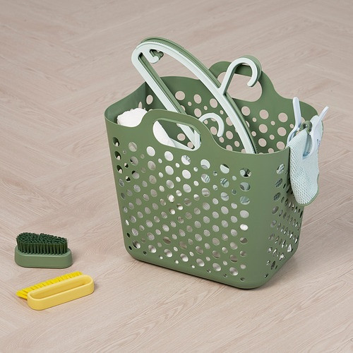 IKEA/ СЛИББ гибкая корзина для белья, 24 л, зеленый - фото 6 - id-p226067472