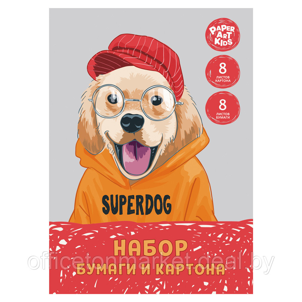 Набор картона и цветной бумаги "Superdog", 16 листов - фото 1 - id-p226068075