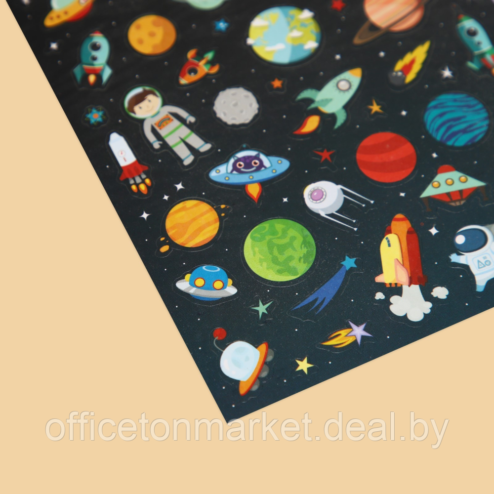 Наклейка бумажная "Космическое путешествие", 1 лист, 11x16 см - фото 2 - id-p226068079