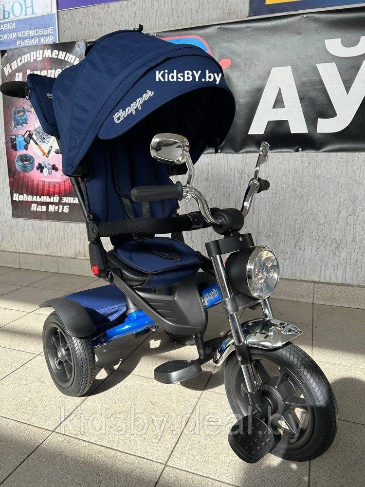 Детский велосипед Chopper CH1B 2024 (синий) наклонный руль, обновленная родительская ручка и фара - фото 1 - id-p104076387