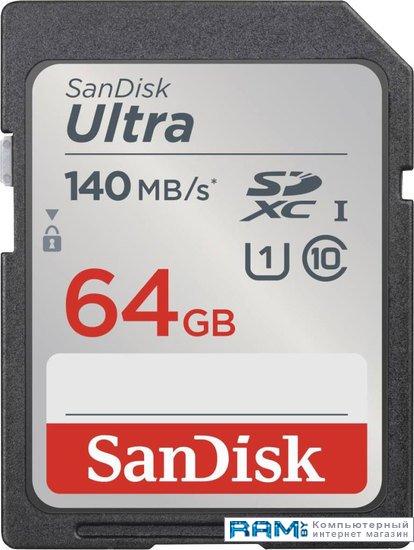 Карта памяти SanDisk Ultra SDXC SDSDUNB-064G-GN6IN 64GB - фото 1 - id-p226072394