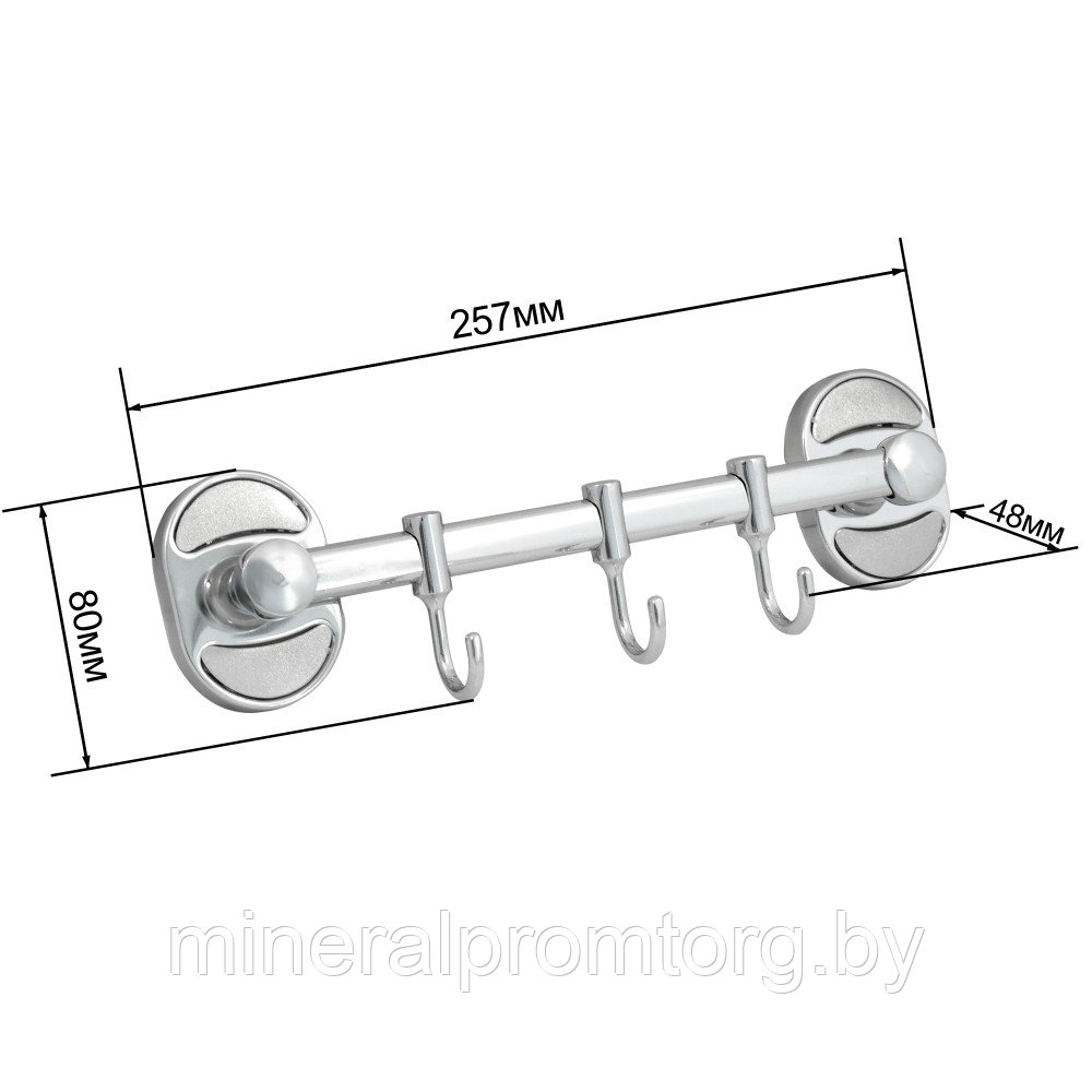 Настенный кронштейн для одежды Solinne 16213, хром (3 крючка) - фото 4 - id-p164030111