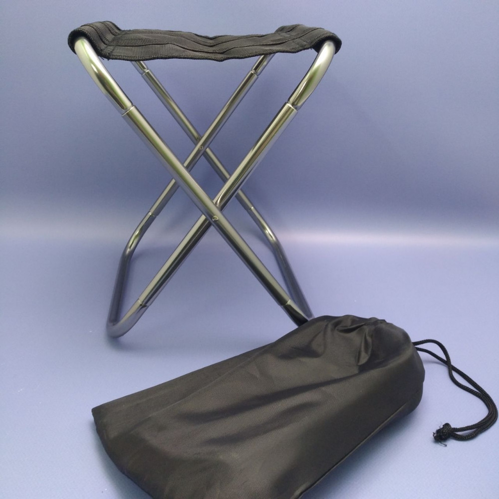 Табурет - стул складной туристический Camping chair для отдыха на природе, рыбалки Темное серебро - фото 7 - id-p226075094