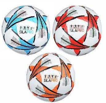 SILAPRO Мяч футбольный 2 сл, р.5, 22см, PVC 1.5мм, 3 цвета, 290гр (+-10%) 133-005