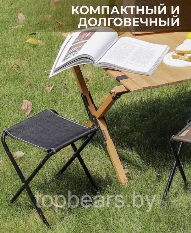 Табурет - стул складной туристический Camping chair для отдыха на природе, рыбалки Темное серебро - фото 2 - id-p226075340