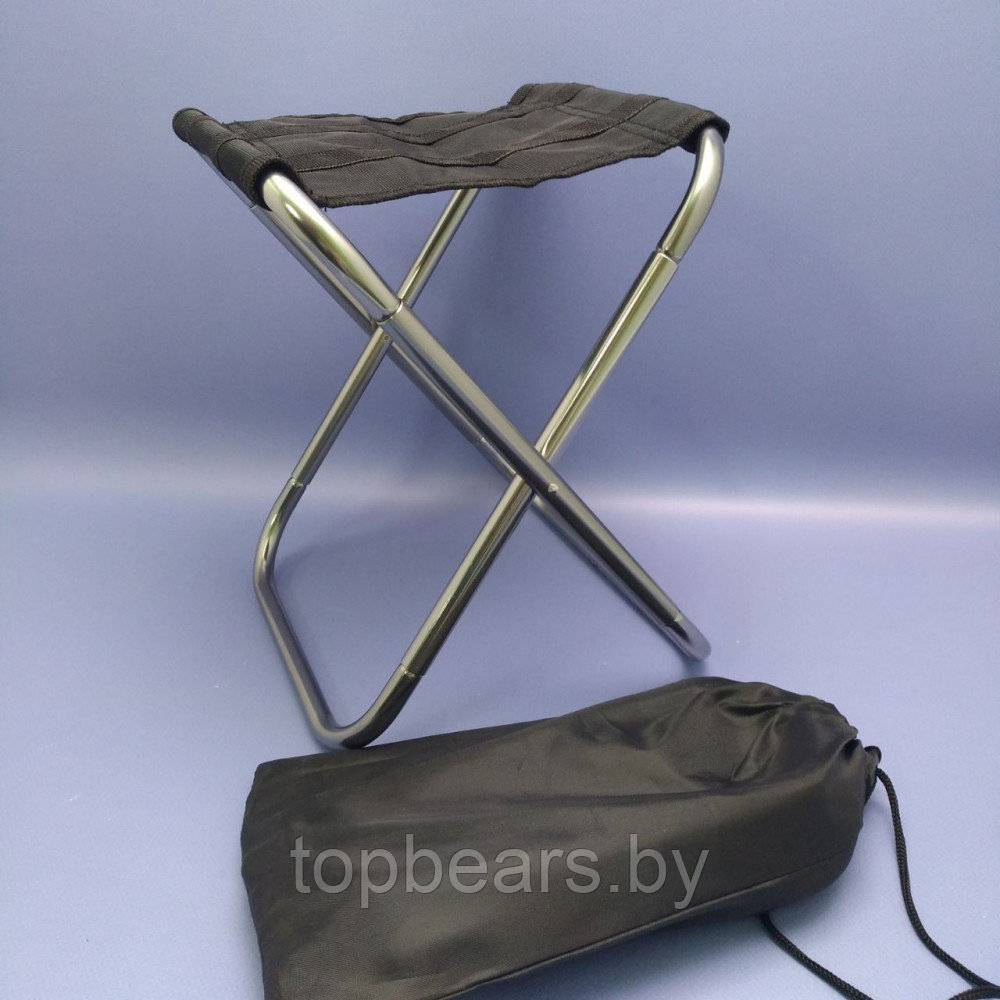 Табурет - стул складной туристический Camping chair для отдыха на природе, рыбалки Темное серебро - фото 8 - id-p226075340