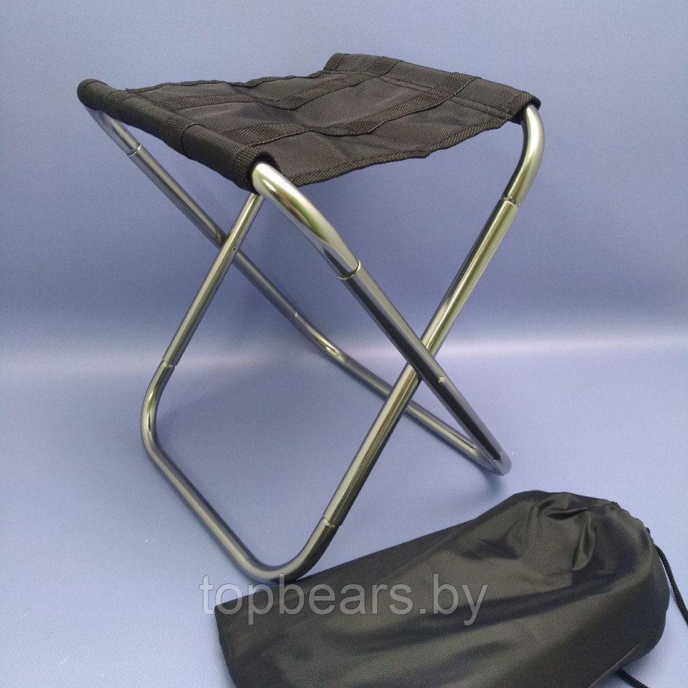 Табурет - стул складной туристический Camping chair для отдыха на природе, рыбалки Темное серебро - фото 9 - id-p226075340