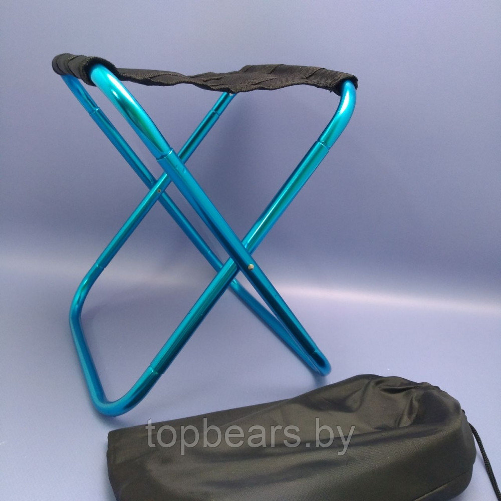 Табурет - стул складной туристический Camping chair для отдыха на природе, рыбалки Темное серебро - фото 10 - id-p226075340