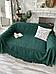 Комбинированное покрывало на кровать хлопковое 180x230 с бахромой вышивкой орнаментом изумрудное зеленое, фото 3