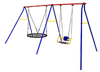 Уличные качели Пионер 2 дачные ЦК со спинкой и Паутина 100 см PS-302