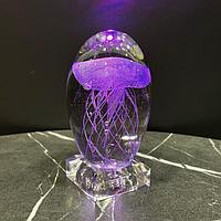 Медуза в стекле с подсветкой сиреневая