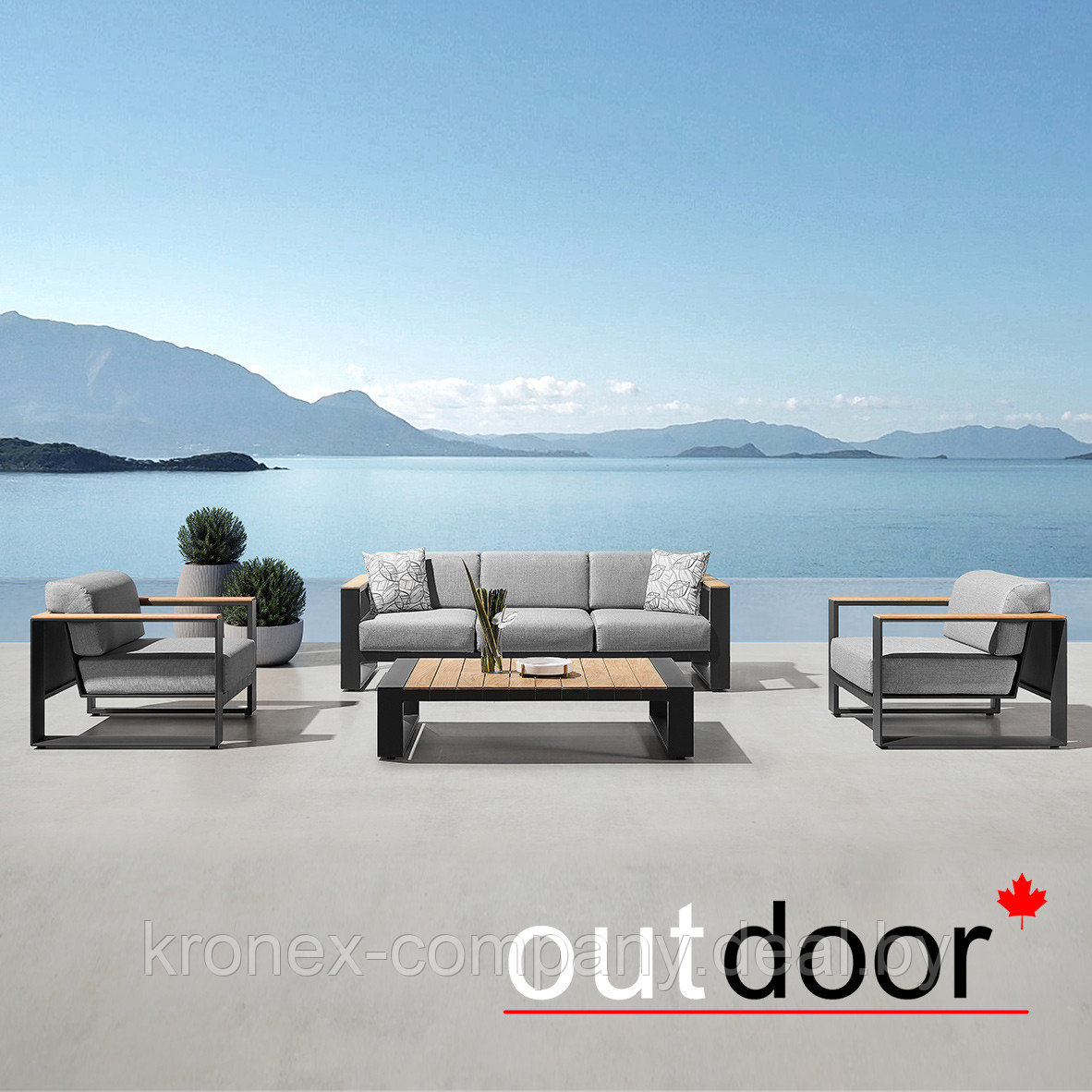 Комплект мебели OUTDOOR Монреаль (3-местный диван, 2 кресла, кофейный стол), черный - фото 1 - id-p226076984