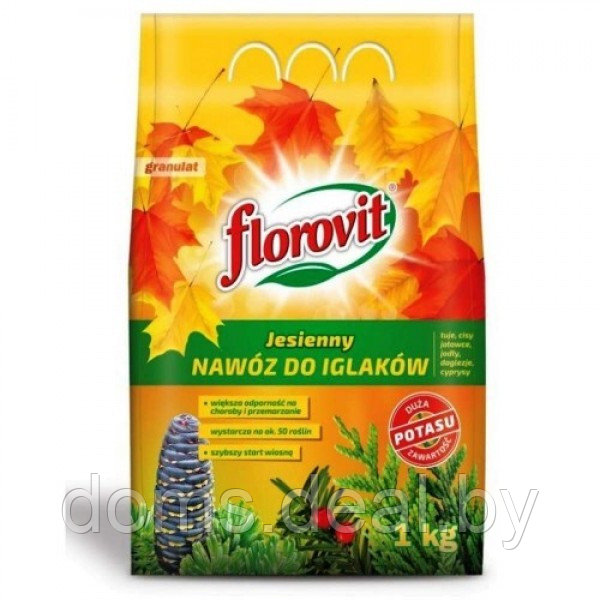 Удобрение Florovit для хвойных растений осеннее, пакет 1кг Florovit удобрение для хвойных - фото 1 - id-p213586587