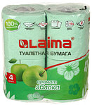 Бумага туалетная ароматизированная Laima 4 рулона, ширина 90 мм, «Аромат яблока»