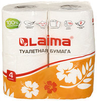 Бумага туалетная Laima 4 рулона, ширина 90 мм, белая