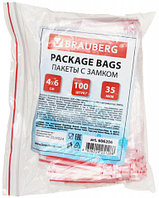 Пакет упаковочный с застежкой (ZipLock) Brauberg 40*60 мм, 100 шт., 35 мкм