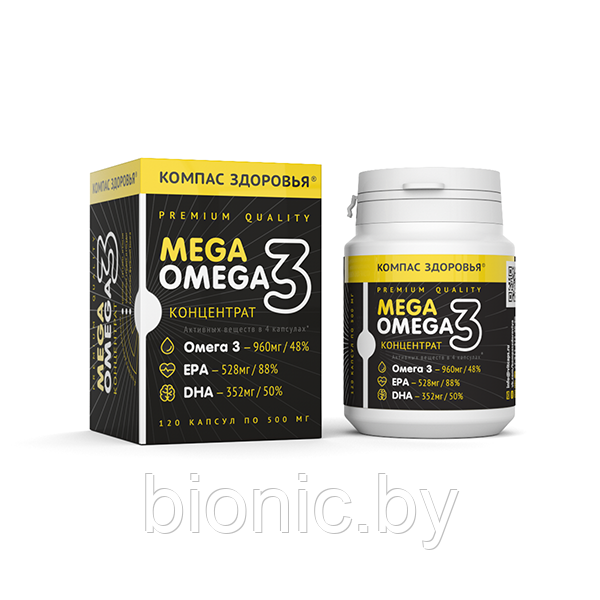 БАД к пище Рыбий жир концентрированный MEGA OMEGA 3, 60 г