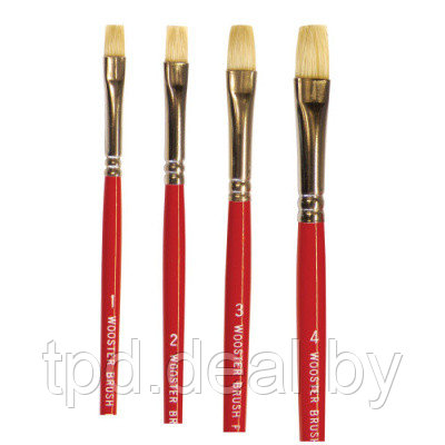 Художественнная кисть F1622-# 2 из натуральной белой щетины ,красная ручка