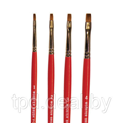 Художественнная кисть F1621-#1 из натуральной щетины - красный соболь,красная ручка - фото 1 - id-p226082456